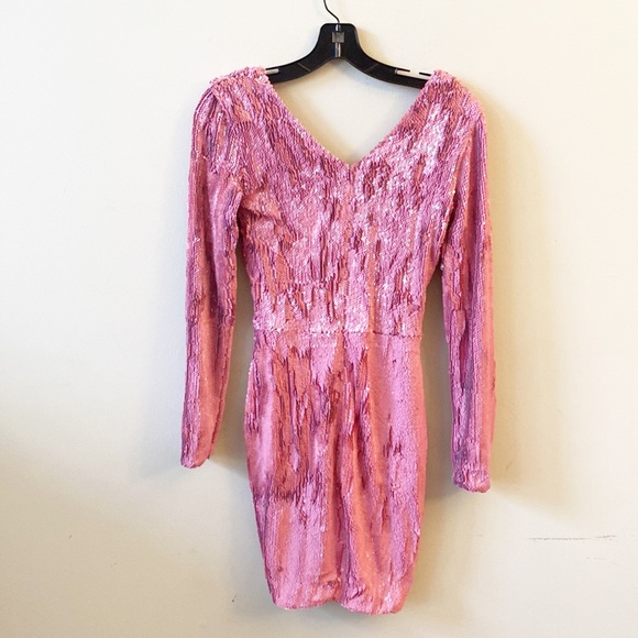 NEW Dress the Population x Revolve Shauna PINK Sequin Mini Cocktail Party - Picture 4 of 9